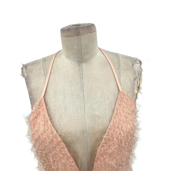 About Us Revolve Natalie Mini Dress Textured‎ Plunge Neck Pink Size Medium - Picture 4 of 15